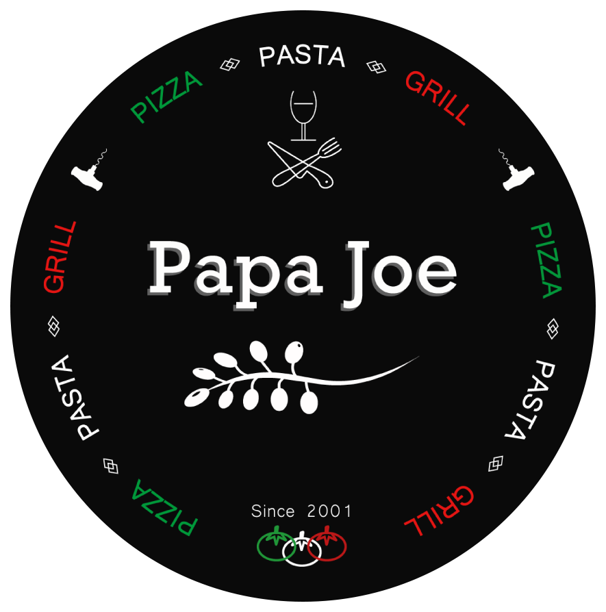 Logo du Restaurant Papa Joe Cernay créé par l'agence web Kodeeus.